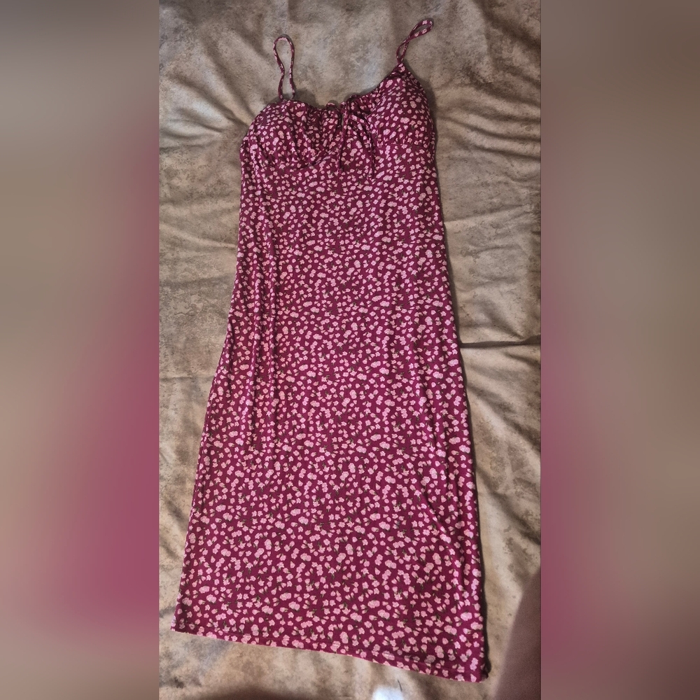 No Boundaries Wine Floral Midi Dress